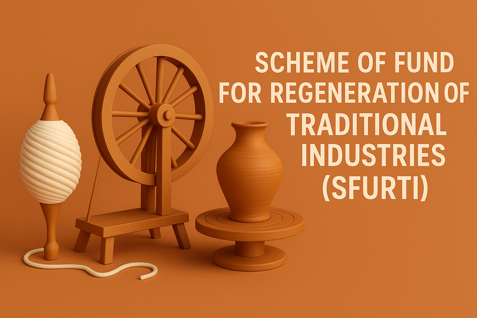 Indian artisans working on traditional crafts, symbolizing the SFURTI scheme's impact.